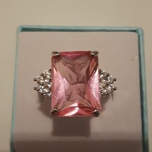 925 silver pink sapphire gemstone ring size 7